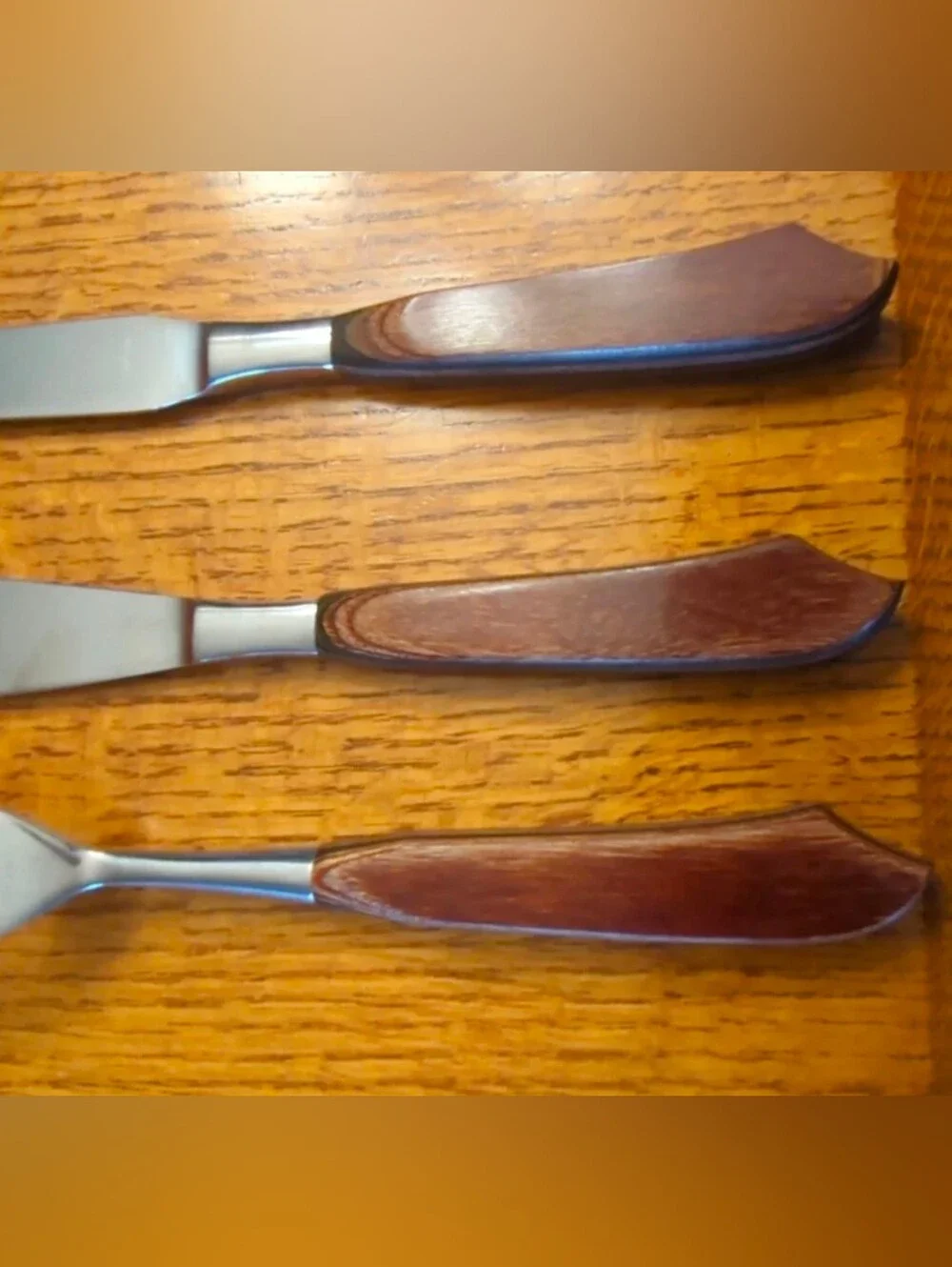 Vintage JC Penney Carving Set- Knifes & Fork with Wood Handles & Box